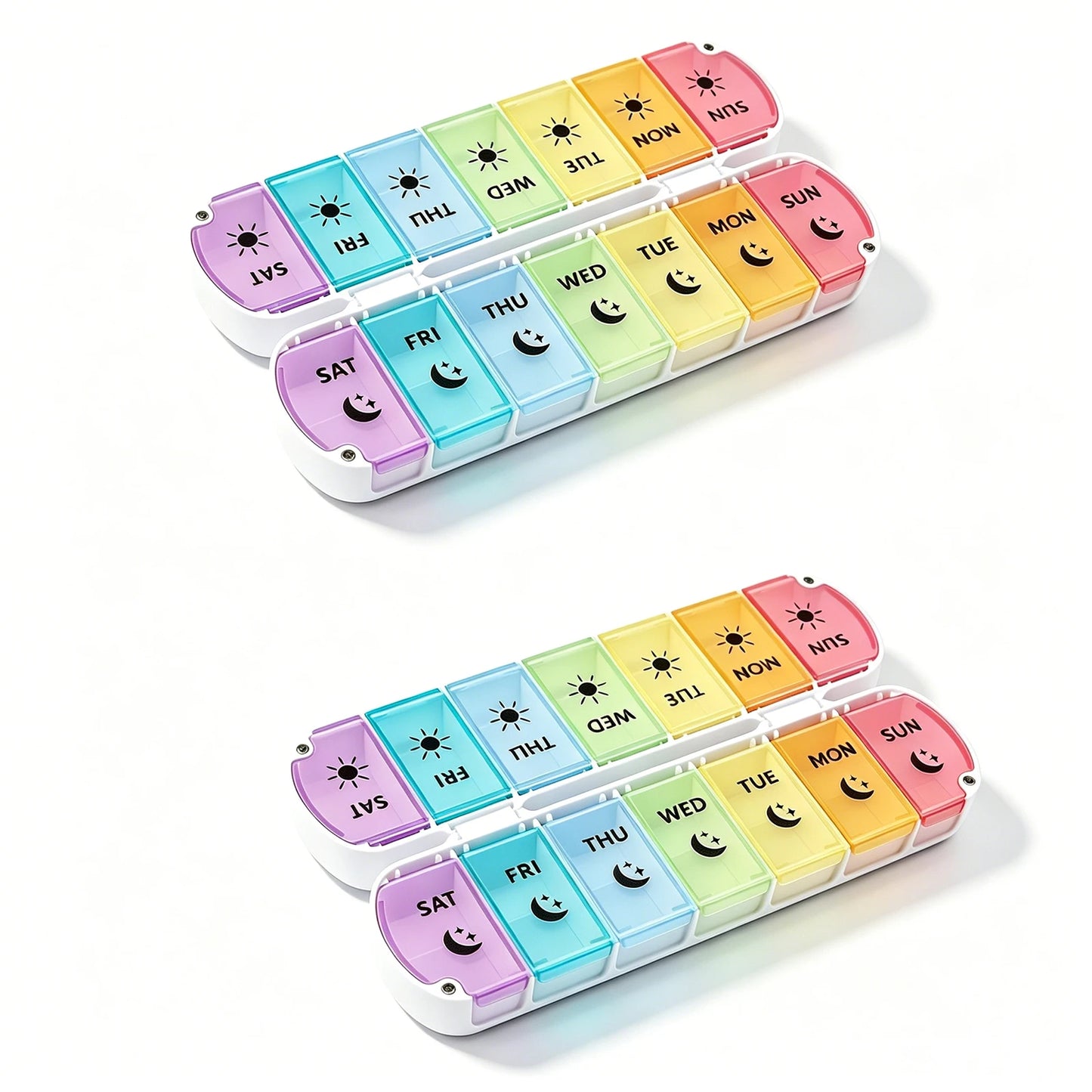 Weekly Pill Organizer Double Dose Foldable Container For Medication Vitamins