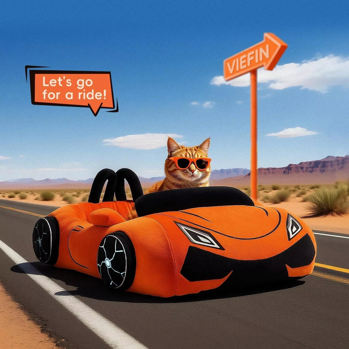 CWV Premium Coral Fleece Supercar Cat Bed With Pillow