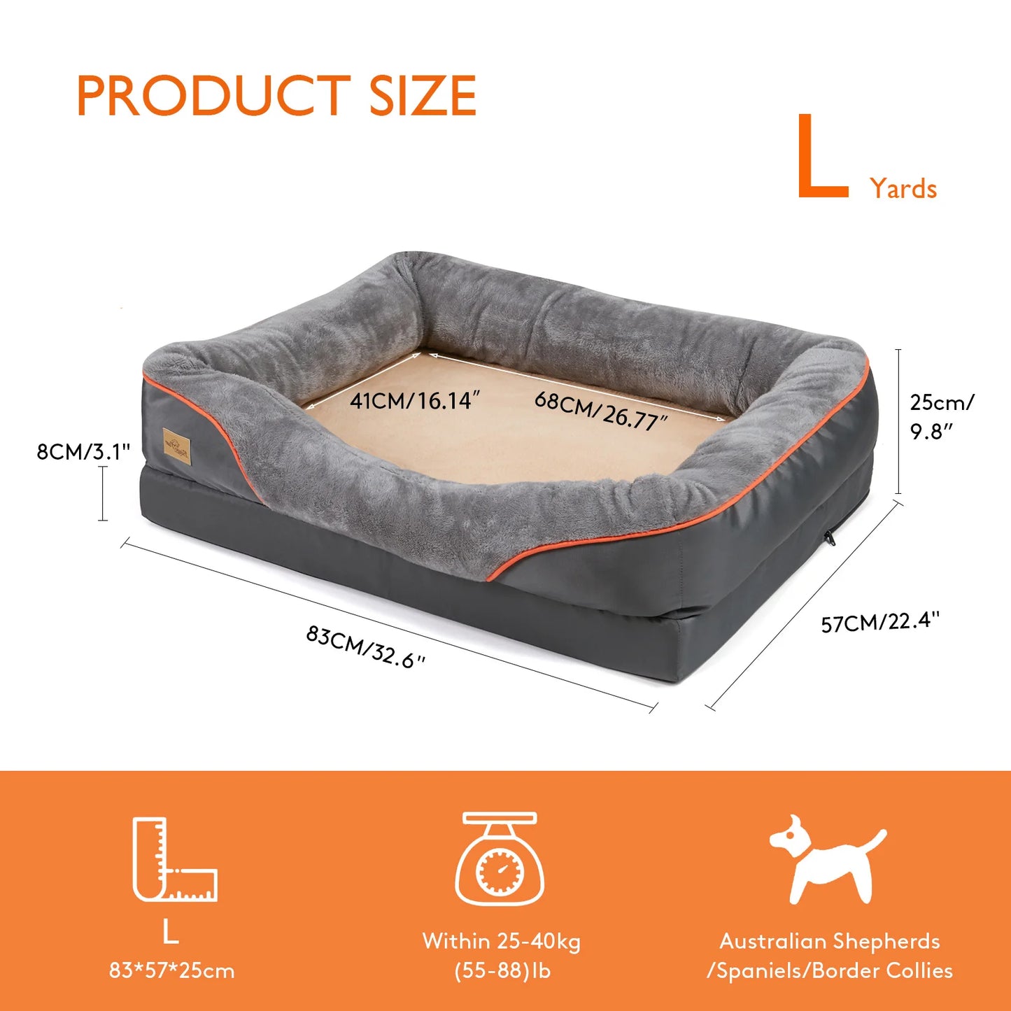 BINGOPAW Dog Bed With Removable Washable Cover Soft Foam Comfort