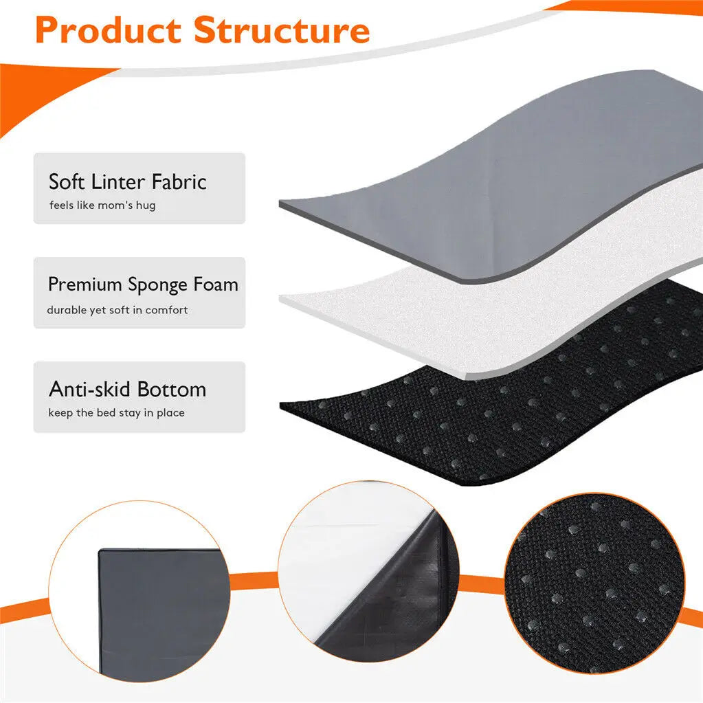 Dog Bed Orthopedic Memory Foam Waterproof Washable Cover